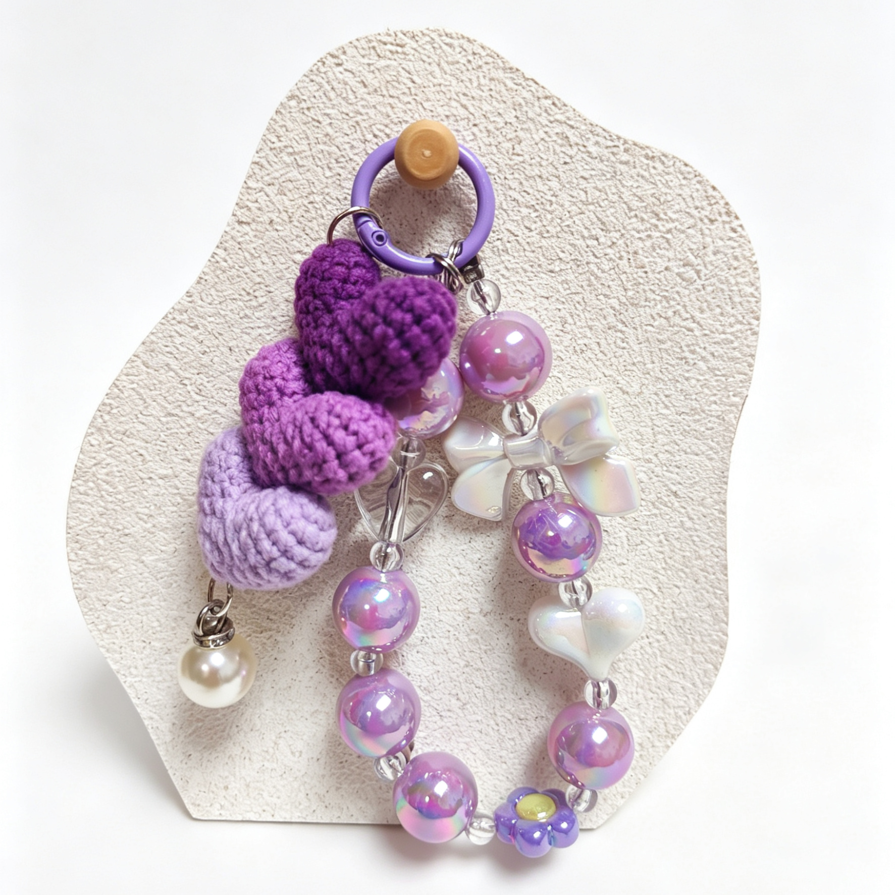 Multi-Color Crochet Heart Beaded Keychain – Pick Your Shade