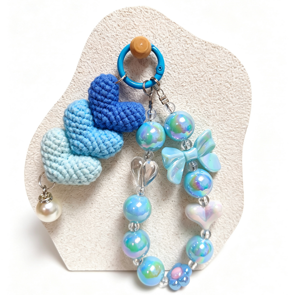 Multi-Color Crochet Heart Beaded Keychain – Pick Your Shade