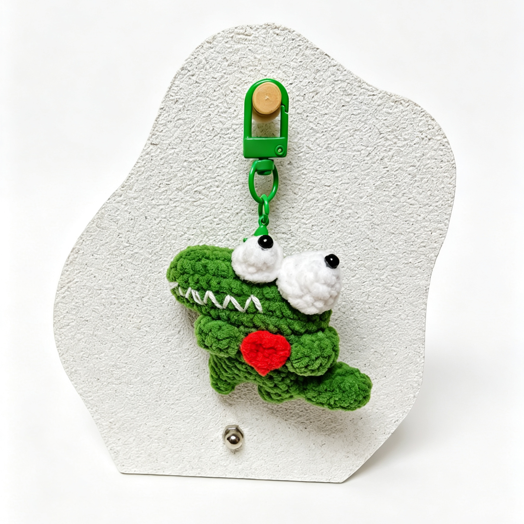 handmade Green Crocodie Amigurumi Keychain